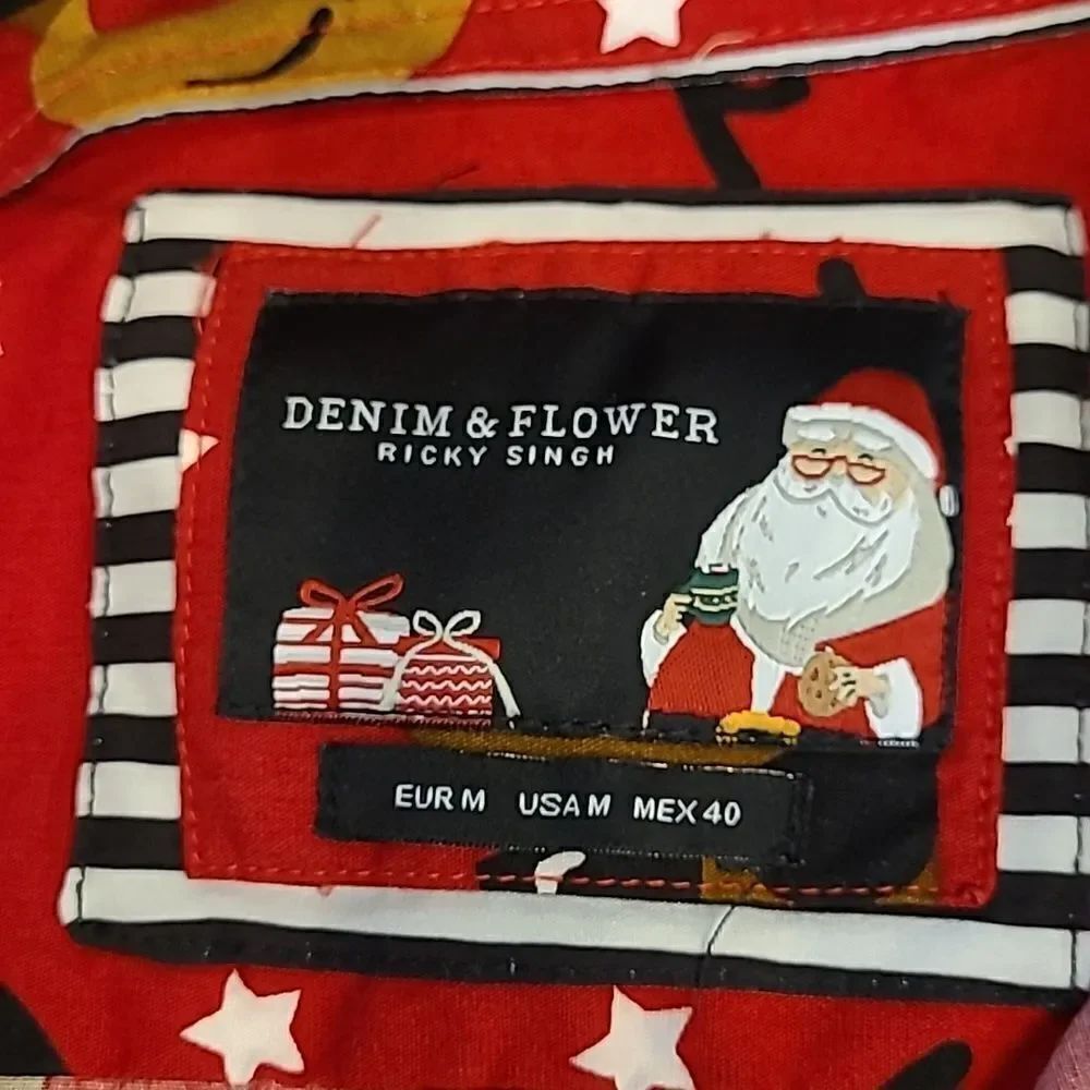 Denim & Flower Ricky Singh sz M Christmas shirt - Picture 7 of 10